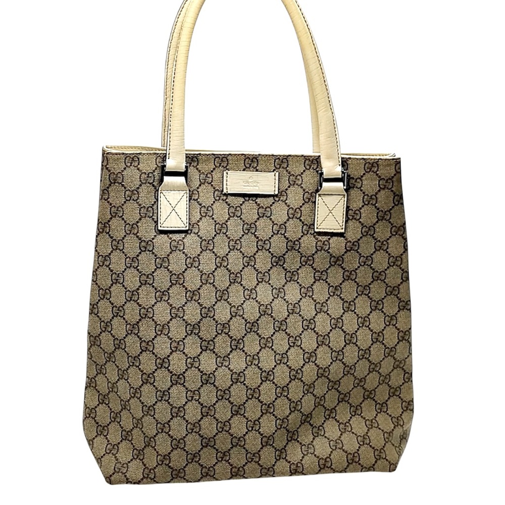 GUCCI GG Supreme Monogram Beige/Light Brown Tote Bag PVC